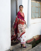 Unstitched 3-PC Embroidered Cotton Silk Dupatta By Jugnu | Panjnad